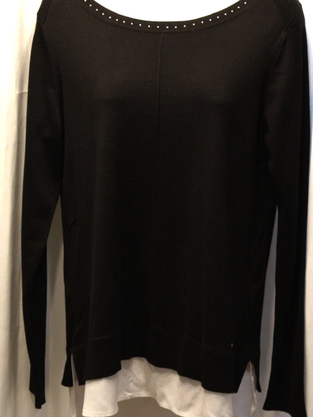 Calvin Klien Black Long Sleeve Studded Neck Sweater